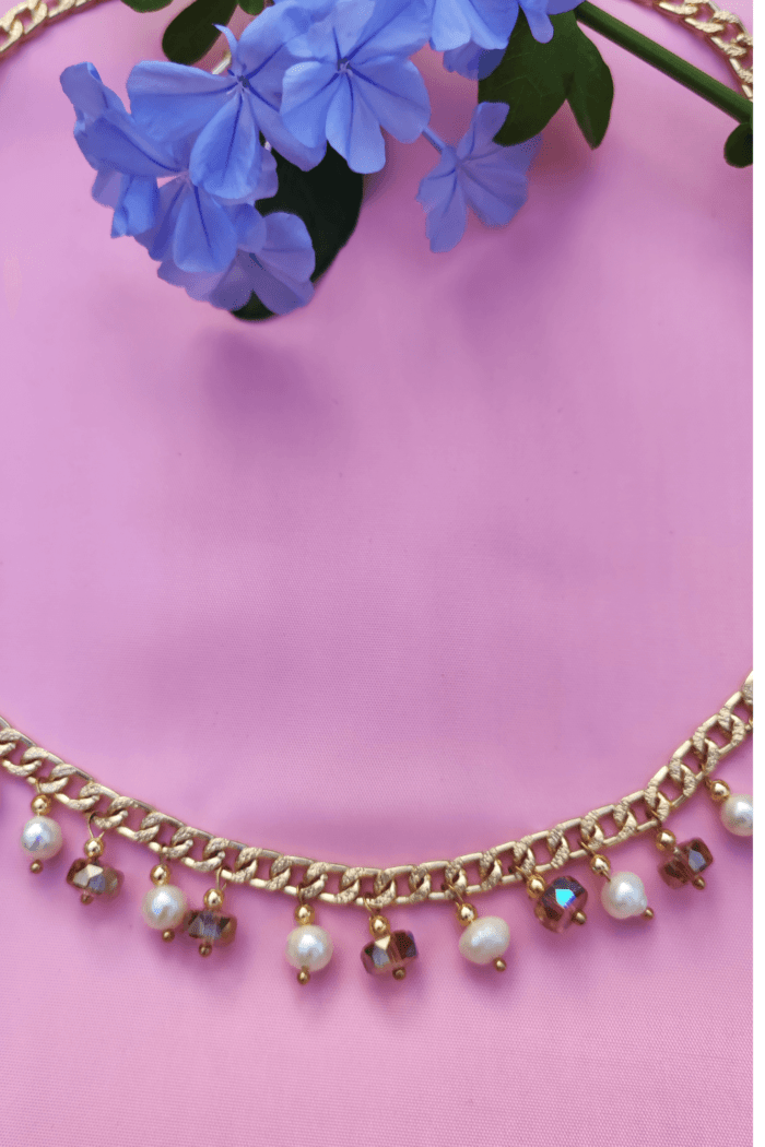 collar de muranos y perlas acercamiento