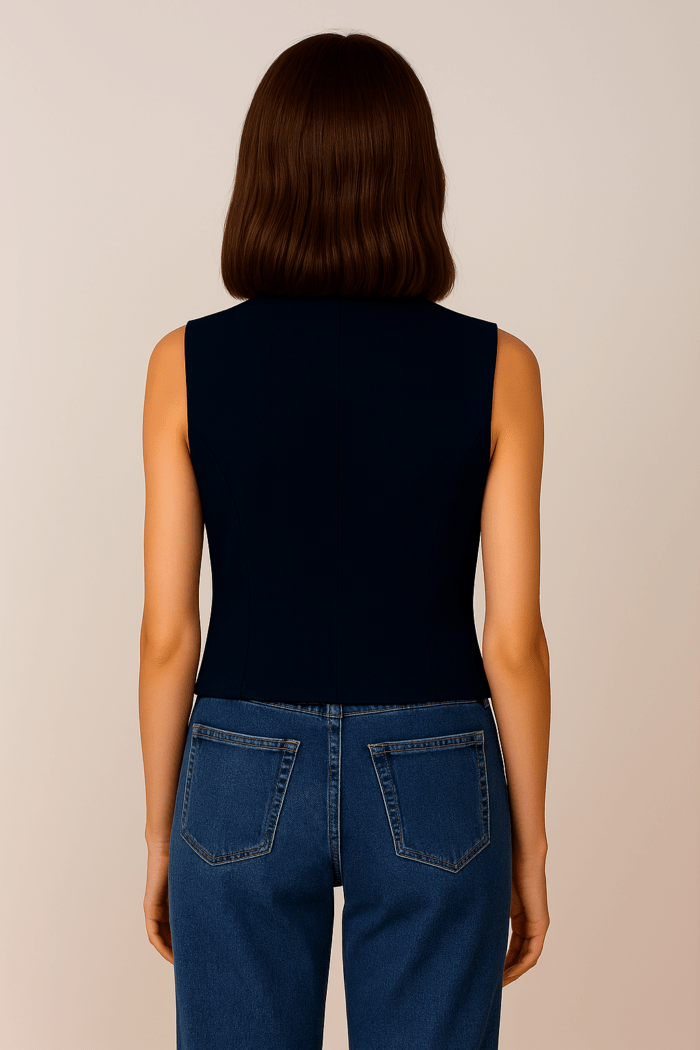 chaleco crop azul espalda