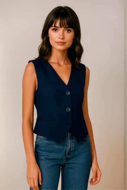 chaleco azul crop