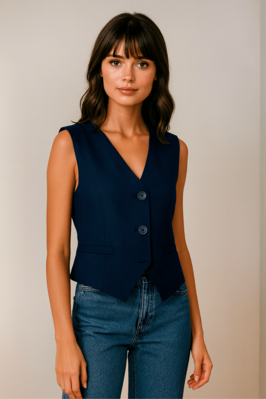 chaleco azul crop