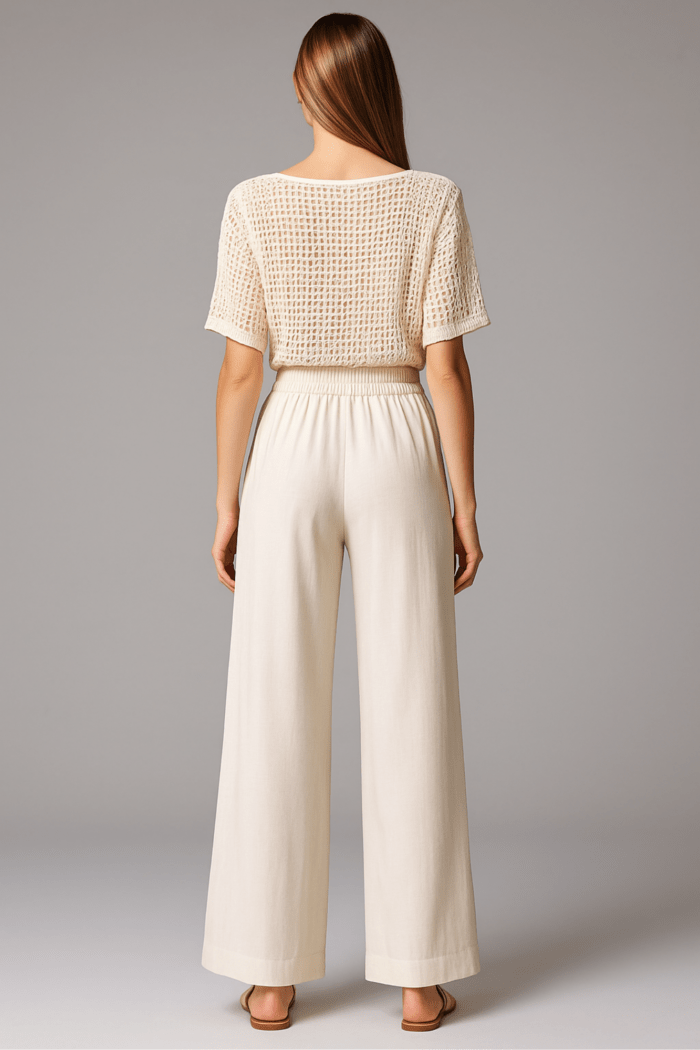 pantalon palazo blanco espalda