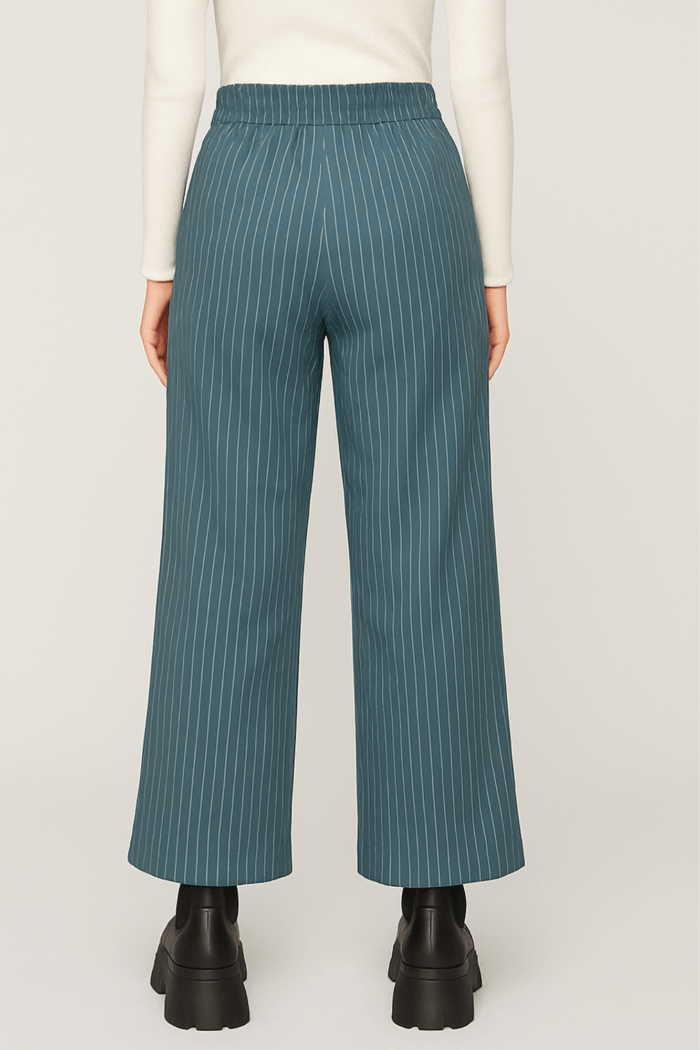 pantalon gris rayas espalda