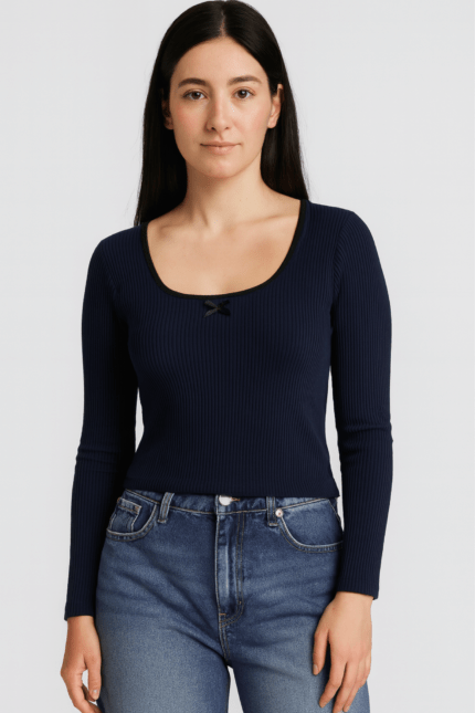 polo azul marino mujer