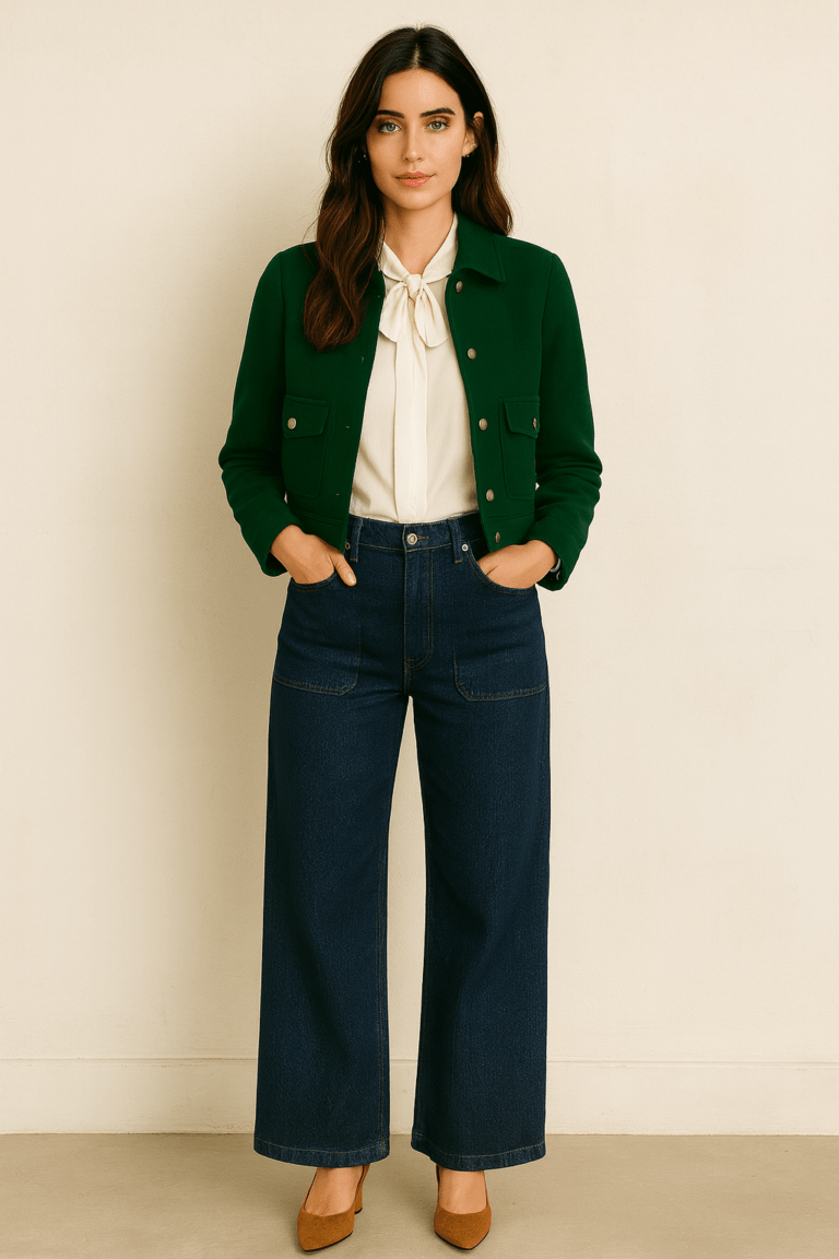 outfit casual con casaca verde